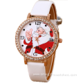 Leather Strap 3-5ATM Waterproof Christmas Quartz Watch